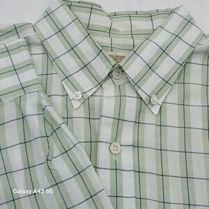 Banana Republic Mens Classic Fit Button Down Shirt Green Plaid Long Sleeve M